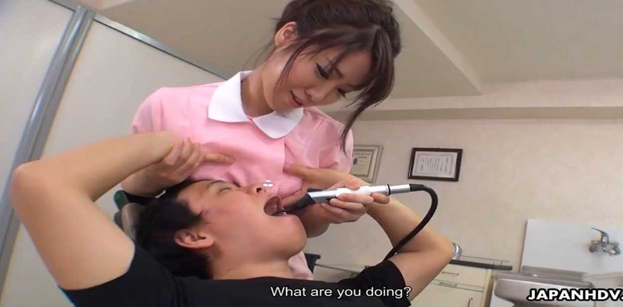 Mao Chinen - JapanHDV The patient got hard from dentist brushing up her tits against him and now he wants to fuck the dentist